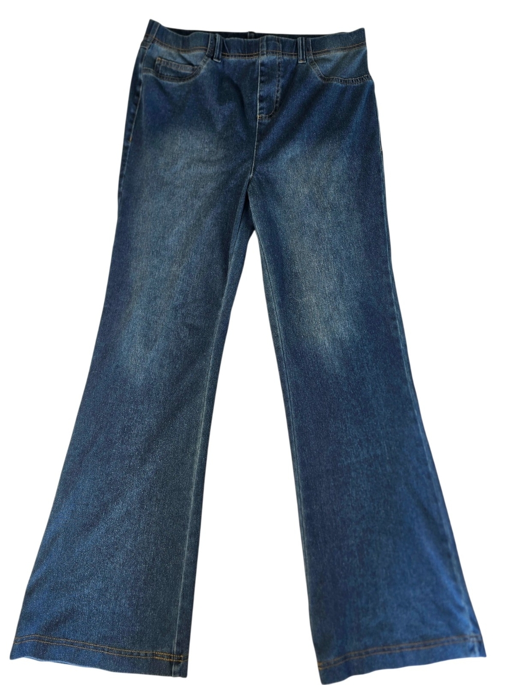 Serra Wide Leg Flare Jeans Medium Dark Wash High Rise Stretch Y2K 30x29